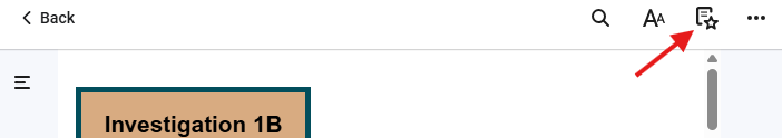 Top menu of online reader with arrow pointed at 3 horizontal lines on the left